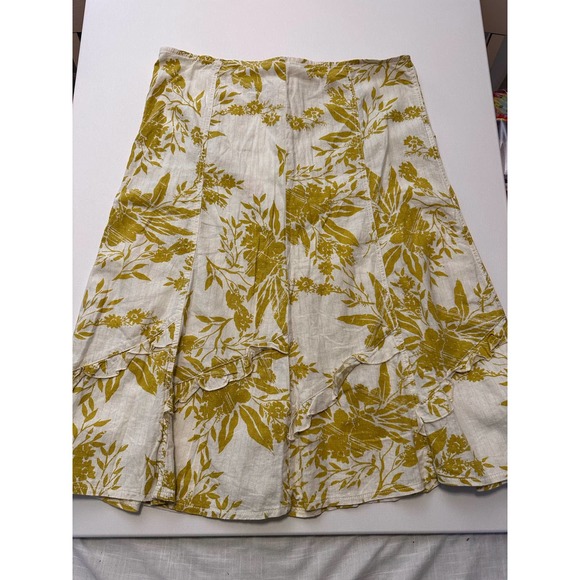 Marks and Spencer Linen blend cream and green skirt-18 EU - Picture 1 of 11